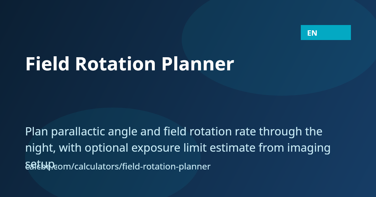 Field Rotation Planner | CalcBE