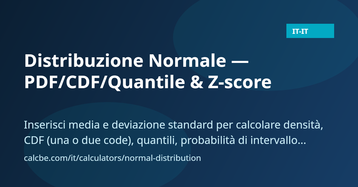 Distribuzione Normale — PDF/CDF/Quantile & Z-score