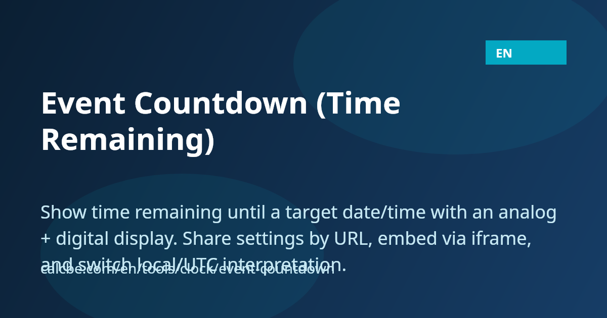 Event Countdown (Time Remaining) | CalcBE