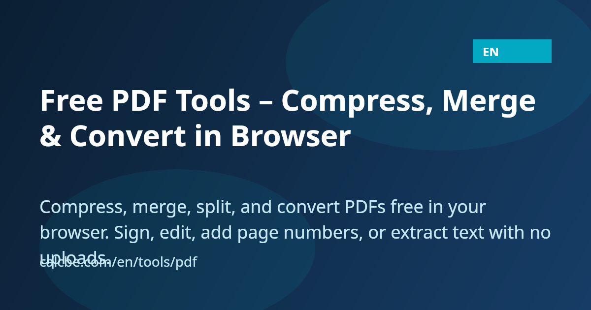 Free PDF Tools – Compress, Merge & Convert in Browser | CalcBE